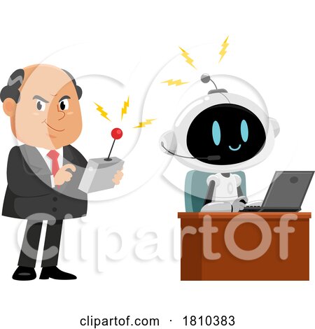 Shady Businessman Programming a Robot Licensed Clipart Cartoon by Hit Toon