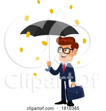 Coins Raining down on a Businessman Licensed Clipart Cartoon by Hit Toon