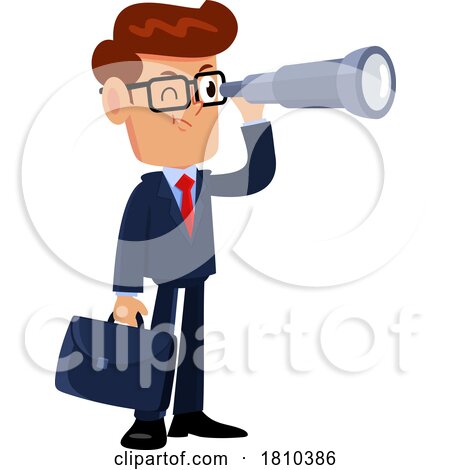 Businessman Using a Telescope Licensed Clipart Cartoon by Hit Toon