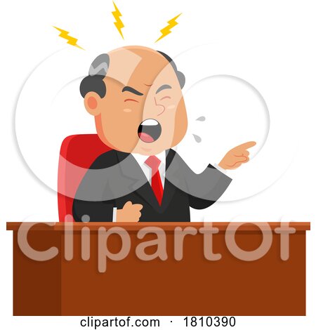 Mad Businessman Boss Yelling Licensed Clipart Cartoon by Hit Toon
