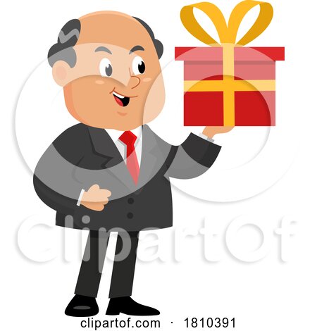 Business Man Holding a Gift Licensed Clipart Cartoon by Hit Toon