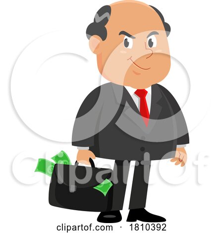 Shady Businessman with Briefcase of Cash Licensed Clipart Cartoon by Hit Toon