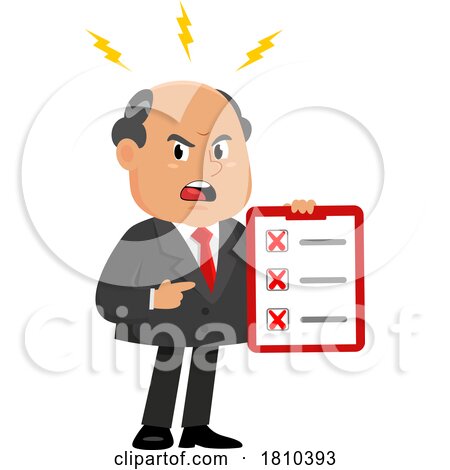Mad Businessman with Check List Licensed Clipart Cartoon by Hit Toon