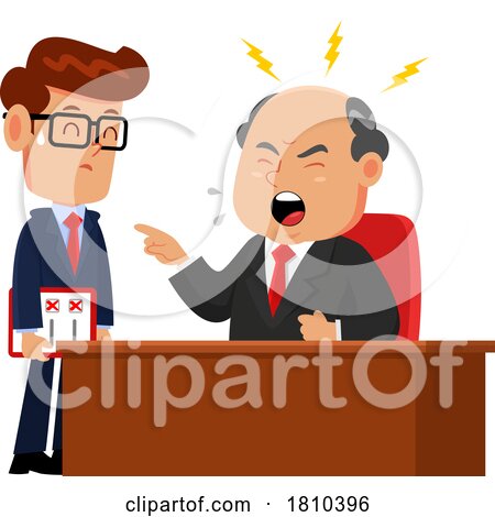Mean Businessman Yelling at an Employee Licensed Clipart Cartoon by Hit Toon
