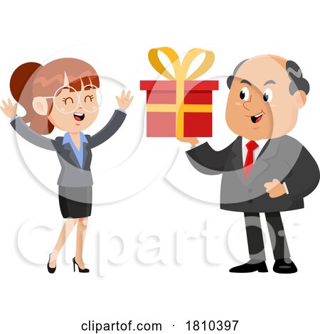 Boss Giving an Employee a Gift Licensed Clipart Cartoon by Hit Toon