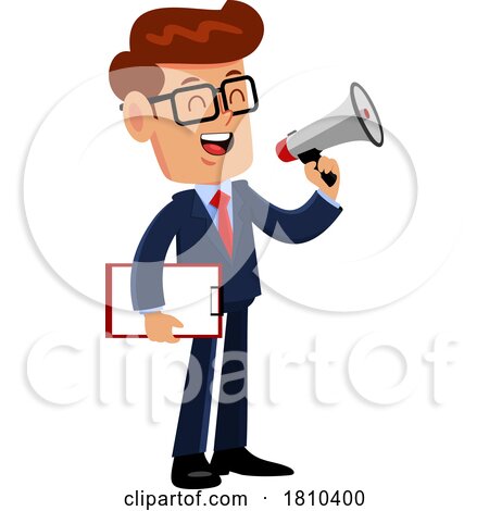 Businessman Using a Megaphone Licensed Clipart Cartoon by Hit Toon