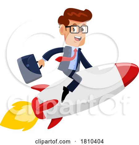 Businessman on a Rocket Licensed Clipart Cartoon by Hit Toon