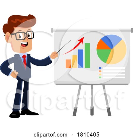 Businessman with Charts and Graphs Licensed Clipart Cartoon by Hit Toon
