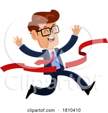 Businessman Breaking Through a Finish Line Licensed Clipart Cartoon by Hit Toon