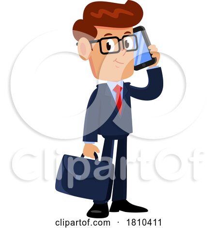 Businessman on a Cell Phone Licensed Clipart Cartoon by Hit Toon