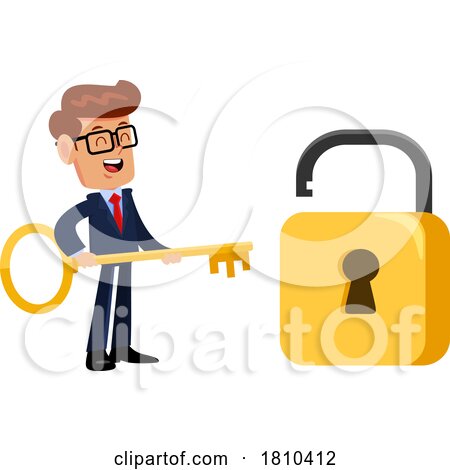 Businessman with a Giant Padlock Licensed Clipart Cartoon by Hit Toon