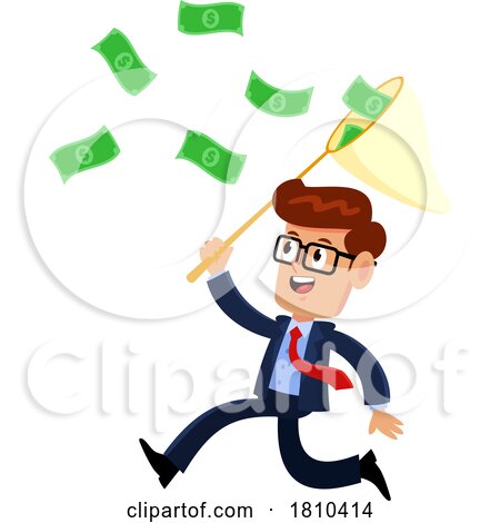 Businessman Catching Money Licensed Clipart Cartoon by Hit Toon