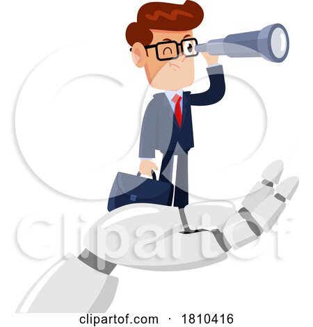 Businessman on a Robot Hand Licensed Clipart Cartoon by Hit Toon