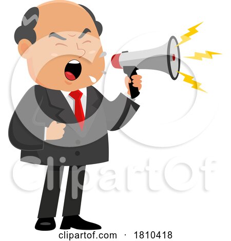 Shady Businessman Using Megaphone Licensed Clipart Cartoon by Hit Toon