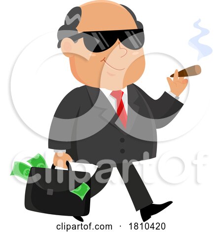 Shady Businessman with Cash in a Briefcase Licensed Clipart Cartoon by Hit Toon