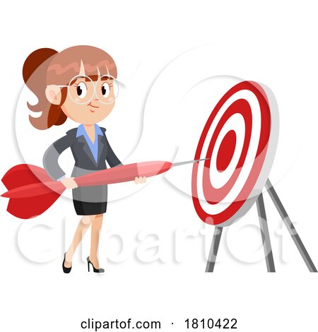 Business Woman with a Giant Dart Licensed Clipart Cartoon by Hit Toon