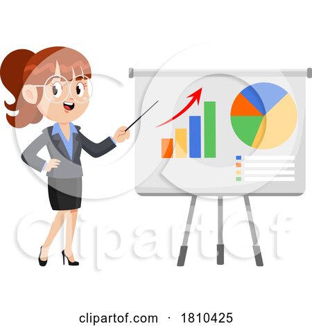 Business Woman Discussing Charts Licensed Clipart Cartoon by Hit Toon