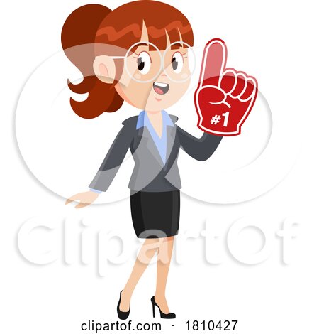 Business Woman with a Foam Finger Licensed Clipart Cartoon by Hit Toon