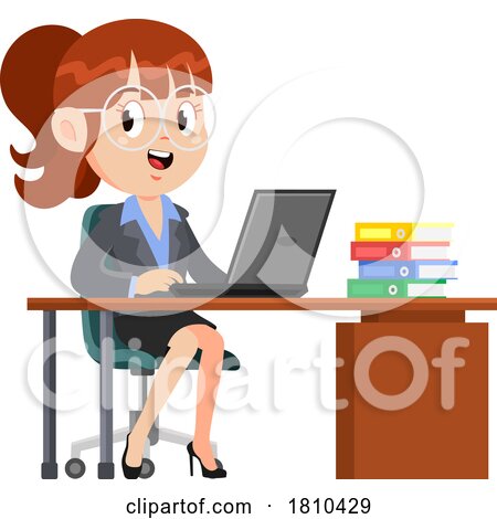 Business Woman at a Desk Licensed Clipart Cartoon by Hit Toon