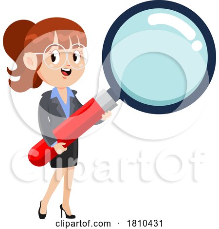 Business Woman Holding a Magnifying Glass Licensed Clipart Cartoon by Hit Toon