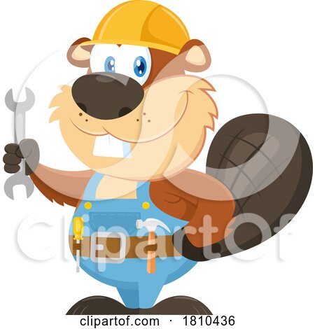 Worker Beaver Holding a Wrench Licensed Clipart Cartoon by Hit Toon