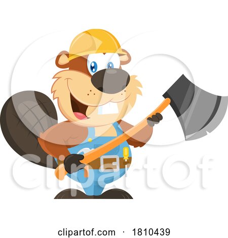 Worker Beaver Holding an Axe Licensed Clipart Cartoon by Hit Toon