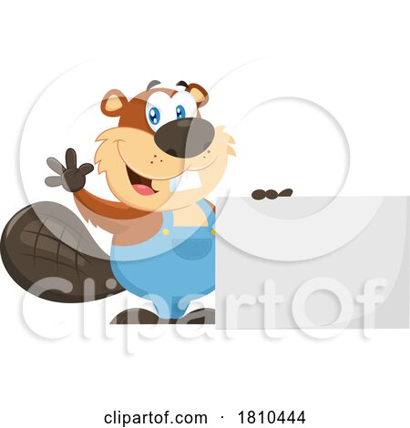 Worker Beaver with a Blank Sign Licensed Clipart Cartoon by Hit Toon