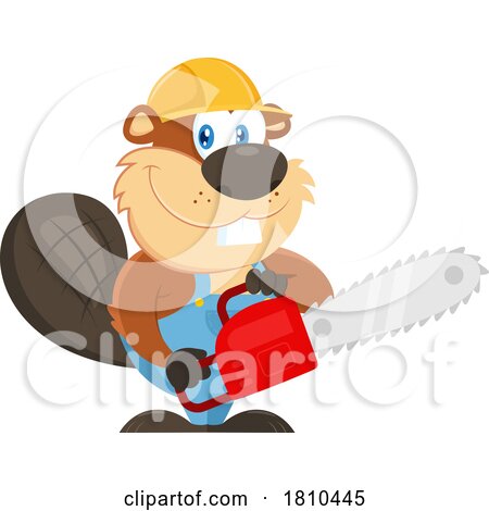 Worker Beaver Holding a Chainsaw Licensed Clipart Cartoon by Hit Toon
