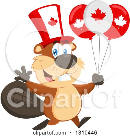 Canadian Beaver with Balloons Licensed Clipart Cartoon by Hit Toon