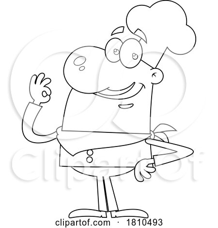 Chef Black and White Clipart Cartoon by Hit Toon