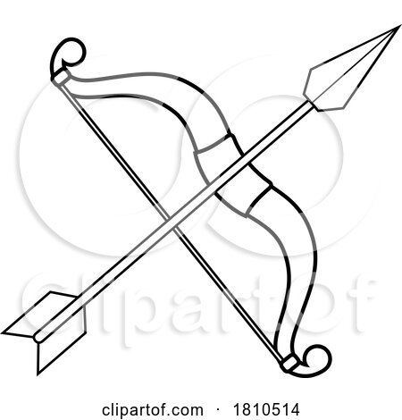 Bow and Arrow Black and White Clipart Cartoon by Hit Toon