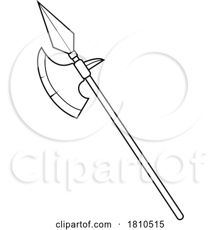 Battle Spear Axe Black and White Clipart Cartoon by Hit Toon