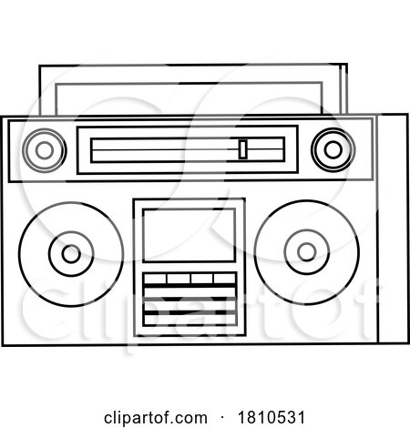 Radio Black and White Clipart Cartoon by Hit Toon