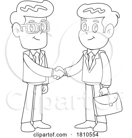 Businessmen Shaking Hands Black and White Clipart Cartoon by Hit Toon