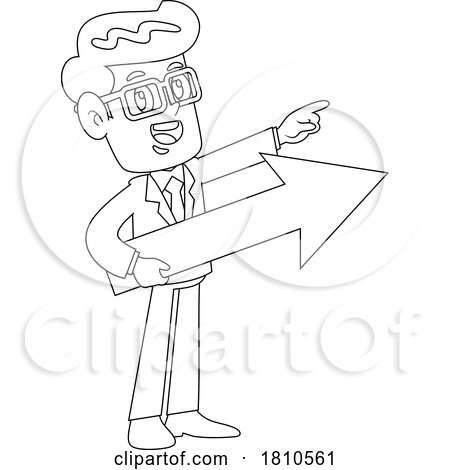 Businessman with an Arrow Black and White Clipart Cartoon by Hit Toon