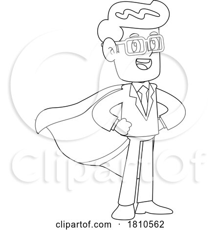 Businessman Super Hero Black and White Clipart Cartoon by Hit Toon
