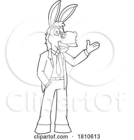 Business Donkey Mascot Black and White Clipart Cartoon by Hit Toon