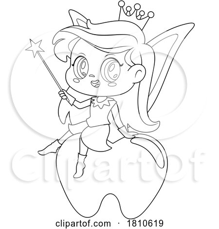 Tooth Fairy Black and White Clipart Cartoon by Hit Toon