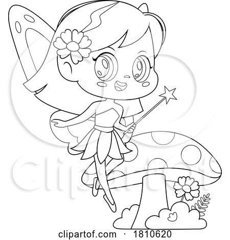 Fairy Black and White Clipart Cartoon by Hit Toon