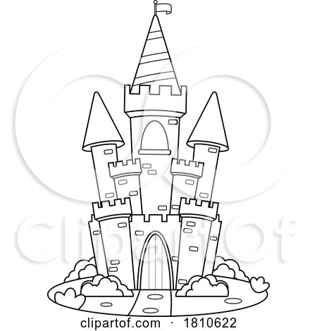 Fairy Tale Castle Black and White Clipart Cartoon by Hit Toon