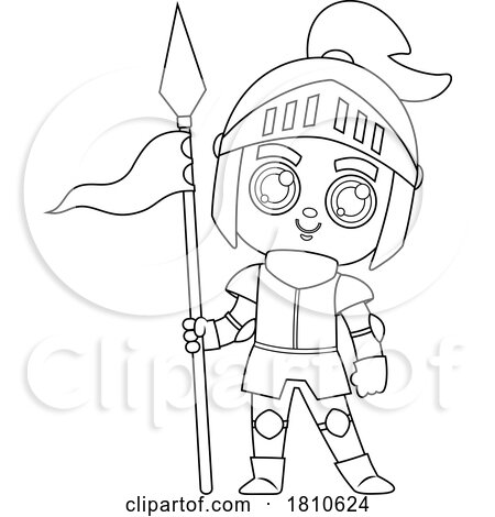 Fairy Tale Knight Black and White Clipart Cartoon by Hit Toon