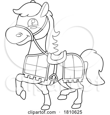 Knights Steed Black and White Clipart Cartoon by Hit Toon