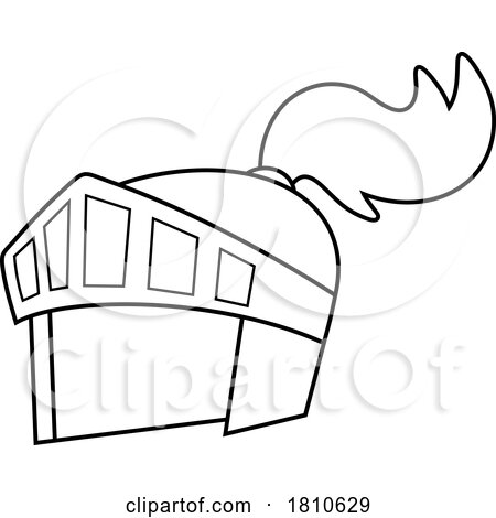 Knight Helmet Black and White Clipart Cartoon by Hit Toon