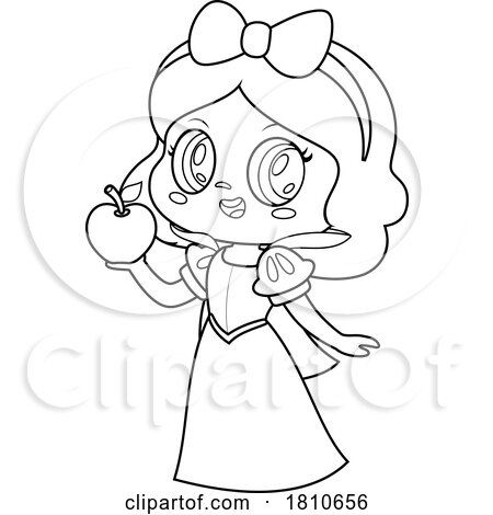 Fairy Tale Princess Snow White Black and White Clipart Cartoon by Hit Toon