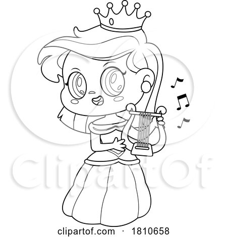 Fairy Tale Princess Black and White Clipart Cartoon by Hit Toon
