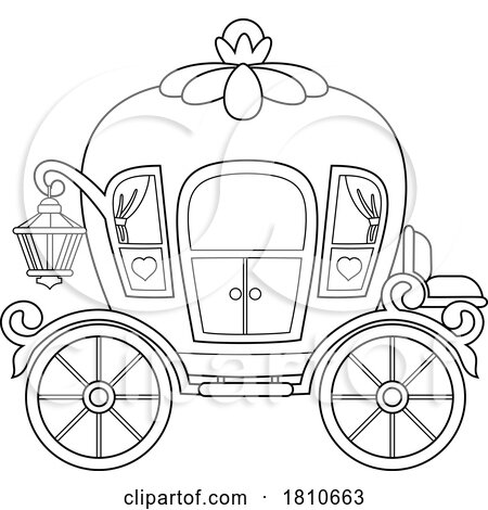 Fairy Tale Princess Carriage Black and White Clipart Cartoon by Hit Toon