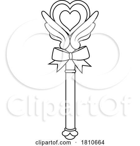 Fairy Tale Princess Wand Black and White Clipart Cartoon by Hit Toon
