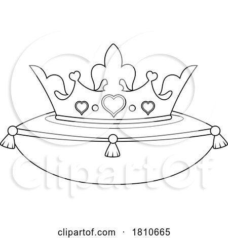 Fairy Tale Princess Crown Black and White Clipart Cartoon by Hit Toon