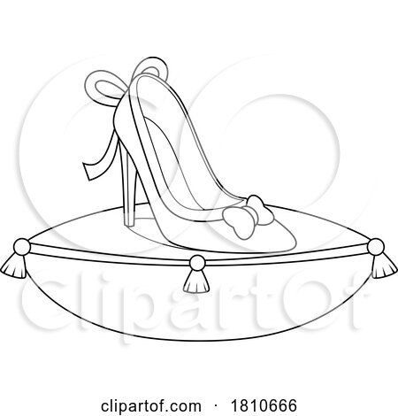 Fairy Tale Princess Slipper Black and White Clipart Cartoon by Hit Toon