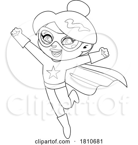 Super Hero Mom or Woman Black and White Clipart Cartoon by Hit Toon